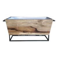 Beverage Tub - Wood w/ Iron Base