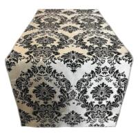 Table Runner - Damask - Black & Silver