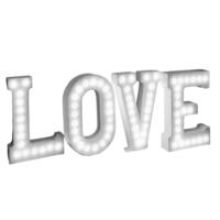 Marquee Sign, Love - White Metal, 30" h