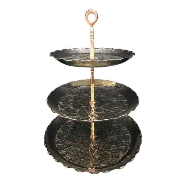 Stand - 3 Tier - Silver w/ Copper Handle 29"