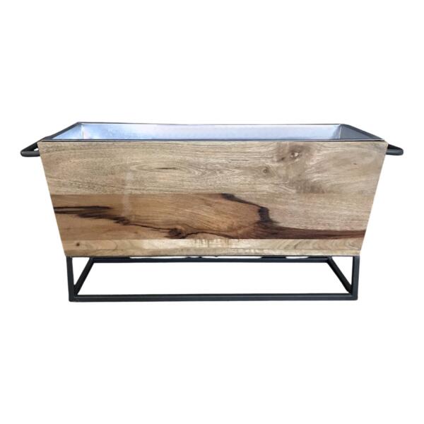 Beverage Tub - Wood w/ Iron Base