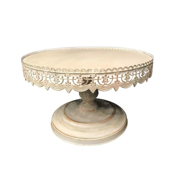 Cake Stand - White - Antique - 16"