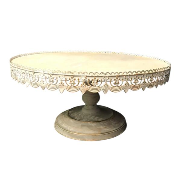 Cake Stand - White - Antique - 22"
