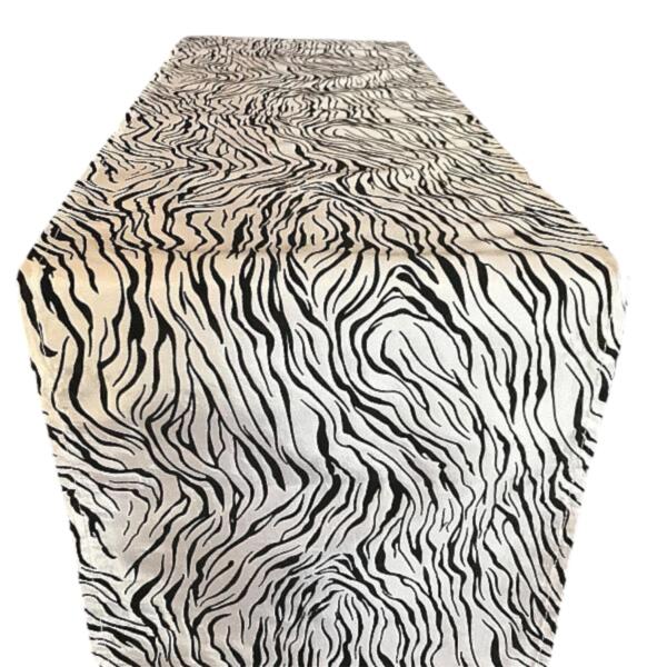 Table Runner - Satin - Tiger Print - B&W