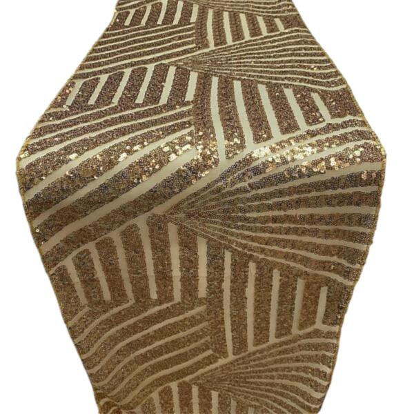 Table Runner, Sequin - Gold Geometric