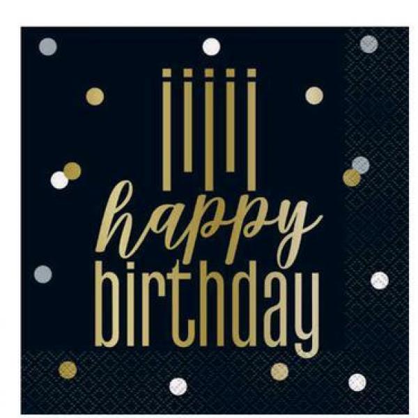 Metallic - Happy Birthday Napkins