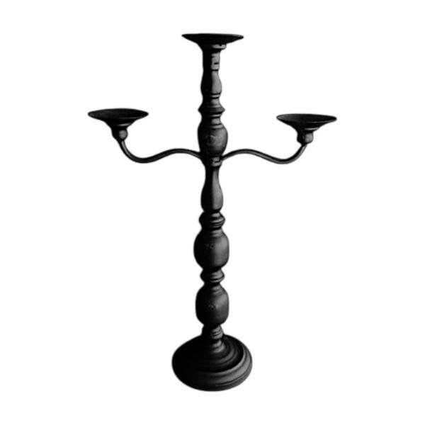 Rustic Candelabra, 3 Arm - Black 26"